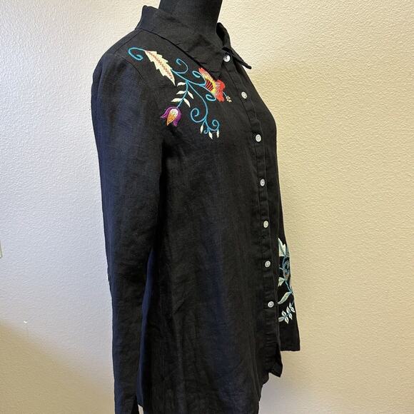 ANTHROPOLOGIE NWT Kyla Seo Small Linen Embroidered Lenni Tunic Blouse Boho - Picture 5 of 8